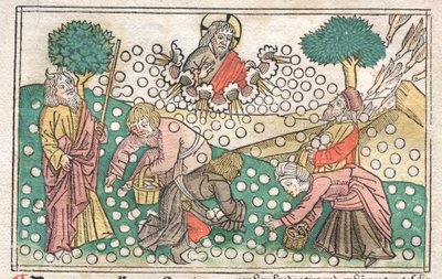 Nuremberg Bible: Manna Falling from Heaven by Unknown artist