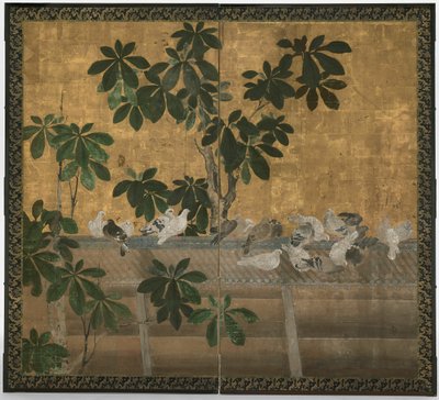Pigeons and Rhododendrons by Unknown artist