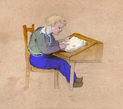 Schoolboy at work by Unknown artist