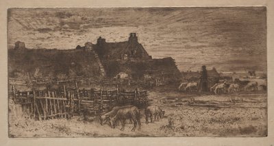 Sheepfold: Sunset by Unknown artist