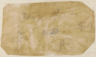 Six Groups of Fighting Animals by Unknown artist