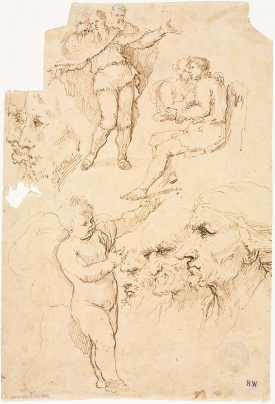 Sketches of Heads and Figures by Unknown artist
