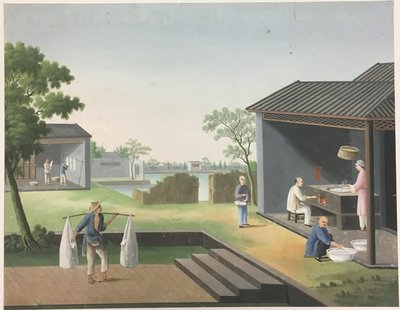 Spinning Cloth, Preparing Tea Leaves, Preparing Silk by Unknown artist