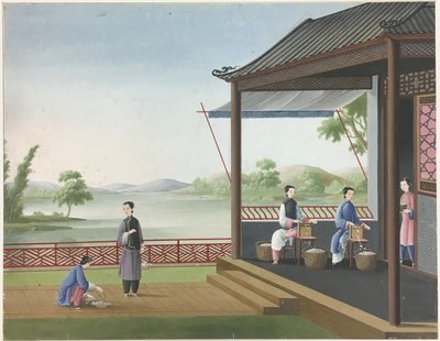 Spinning Cloth, Preparing Tea Leaves, Preparing Silk by Unknown artist