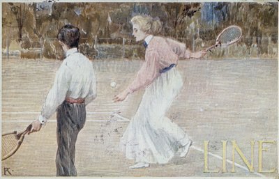 Tennis players - postcard, circa 1890 by Unknown artist