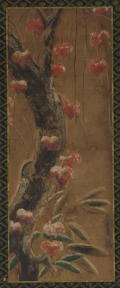 Tree, autumn vine and snow by Unknown artist
