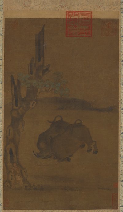 Two Fighting Water Buffaloes by Unknown artist