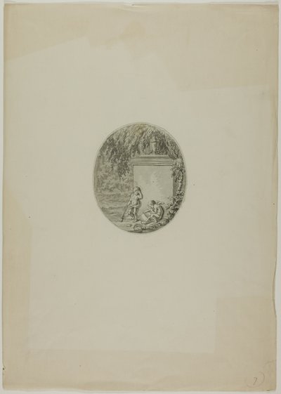 Two Putti by Funerary Monument by Unknown artist