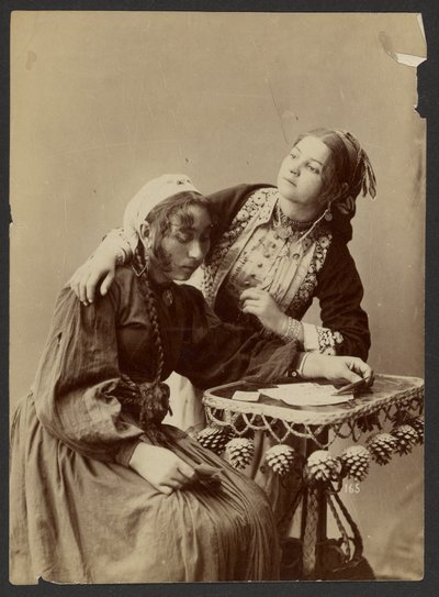 Two Women at Writing Desk by Unknown artist