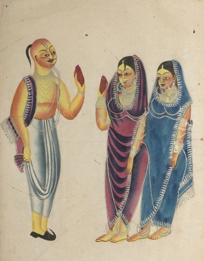 Vaishnava Devotee with Two Women by Unknown artist