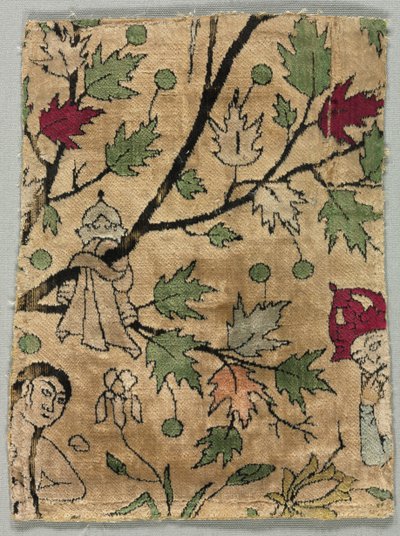Velvet Fragment, Khusrau Sees Shirin Bathing by Unknown artist