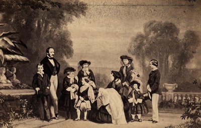 Painting depicting the English royal family by Unknown photographer