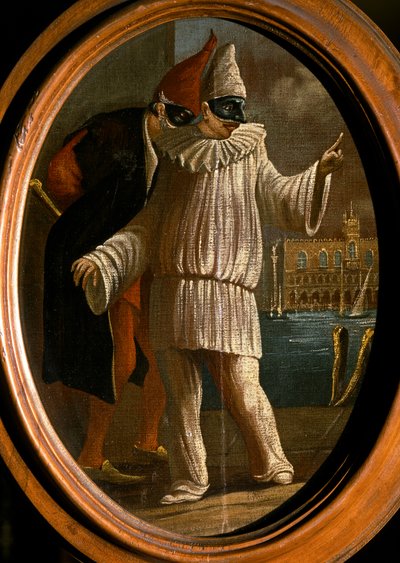 Pulcinella and Pantalone, 18th century by Venetian School