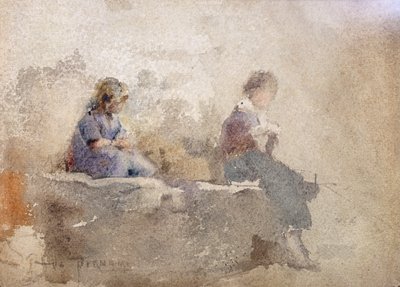 Two young women by Vespasiano Bignami