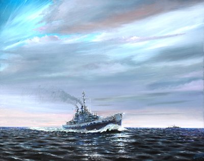 USS Atlanta Patrols Guardalcanal 1942 by Vincent Alexander Booth