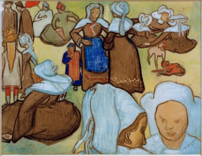 Breton Women on the Meadow by Vincent van Gogh
