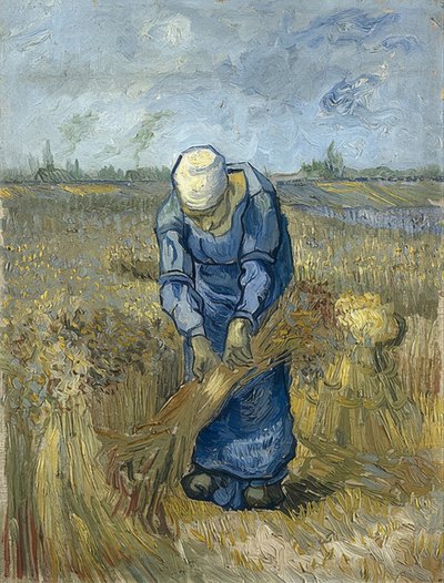 Peasant Woman Binding Sheaves (after Millet). 1889 by Vincent van Gogh