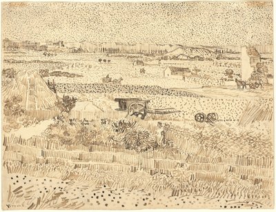 Harvest--The Plain of La Crau by Vincent van Gogh