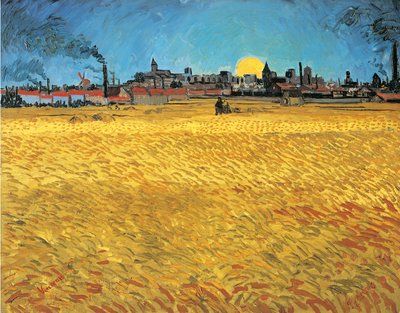 Sunset: Wheat Fields Near Arles by Vincent van Gogh