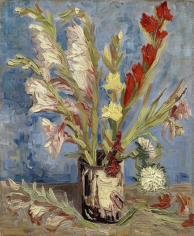 Vase with Gladioli and Asters. 1886 by Vincent van Gogh