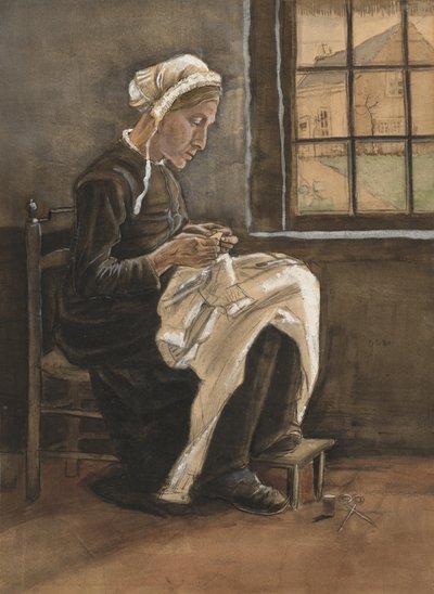 Woman Sewing by Vincent van Gogh