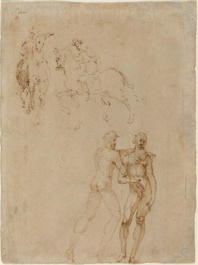 Two Horsemen and Two Male Nudes by Vincenzo Tamagni