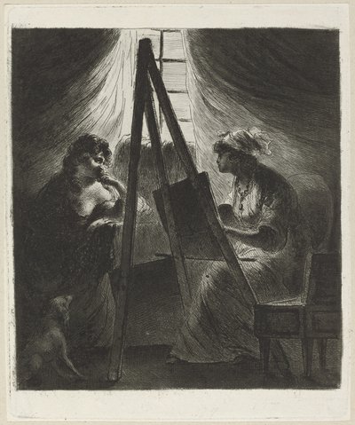 Woman Painter at Easel by Vivant Denon