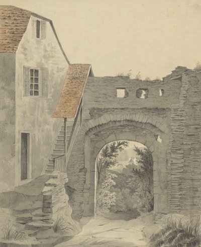 Entryway to Schloss Epstein, 1852 by W. Becker