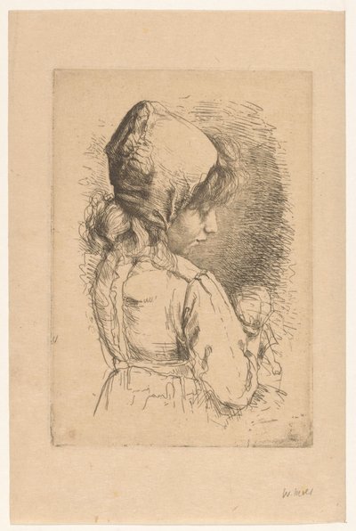 Girl with Cap on Head by Wally Moes