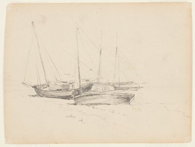 Fishing Boats on the Seashore by Walter Clark