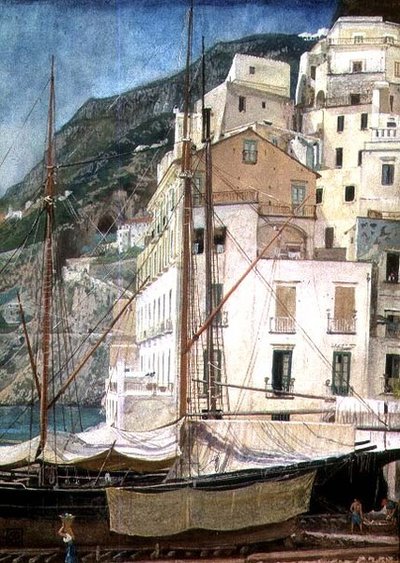 Boats in an Italian Harbour by Walter Crane