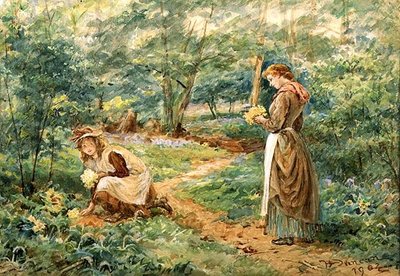 Girls Picking Wild Flowers by Walter Duncan