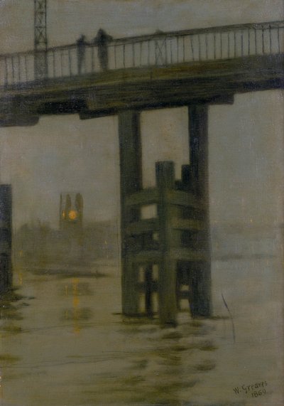 Battersea Bridge - Misty Moonlight by Walter Greaves