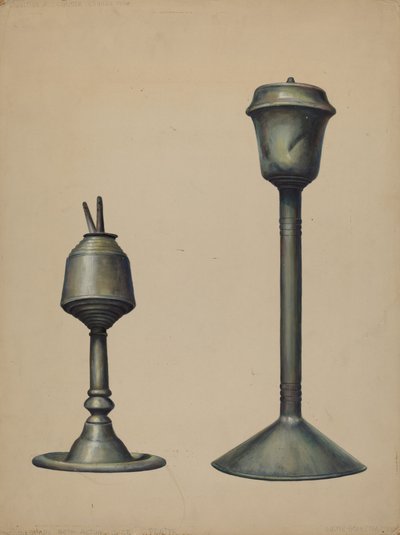 Two Oil Lamps by Walter Hochstrasser