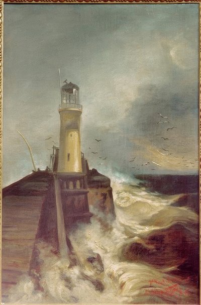 Pier with Lighthouse by Walter Leistikow