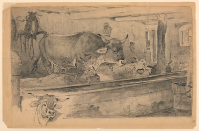 Cattle Study for Sheep-Shearing by Walter Shirlaw