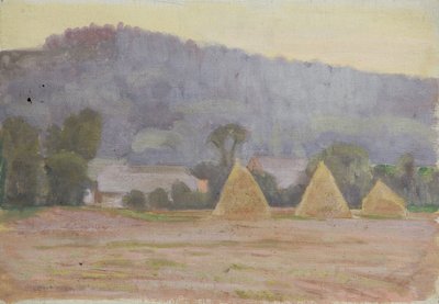 Landscape with Haystacks by Walther Gamerith