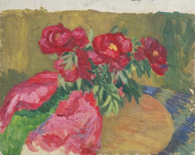Peonies on Table by Walther Gamerith