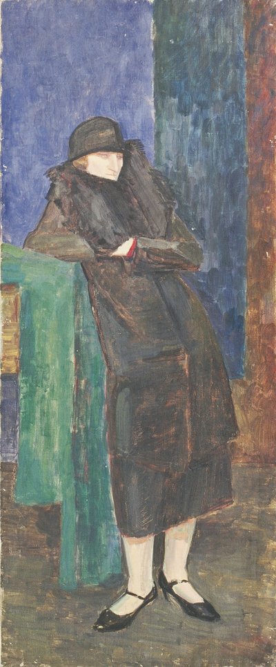 Standing Lady with Fur Collar and Black Hat by Walther Gamerith