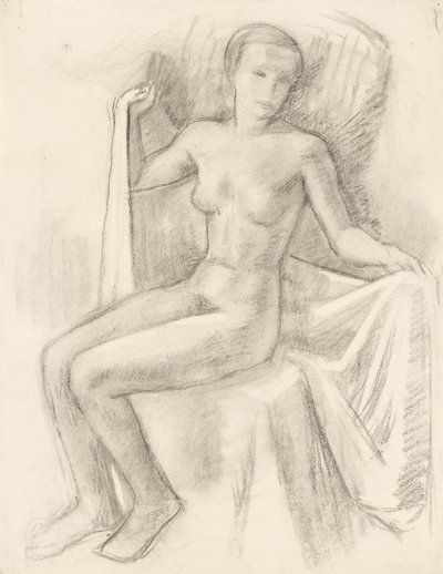 Female Nude with Cloth by Walther Gamerith