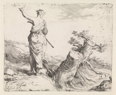 Landscape with Woman by a Tree Stump by Warner Horstink