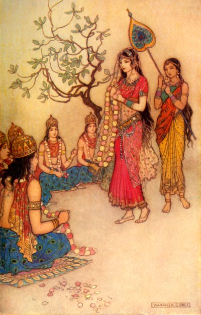 Damayanti Choosing A Husband, 1913 by Warwick Goble