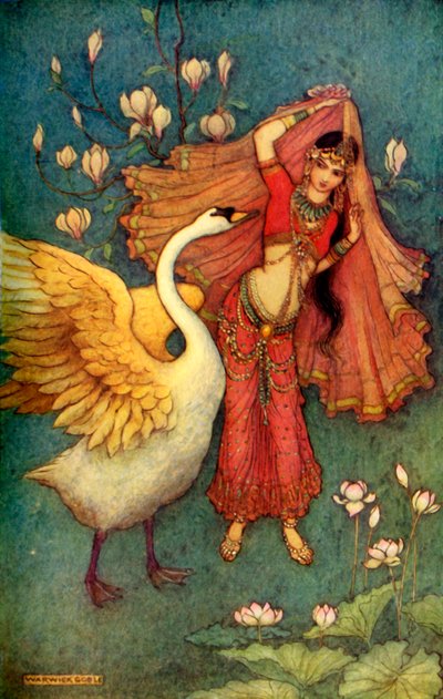 Damayanti and the Swan by Warwick Goble
