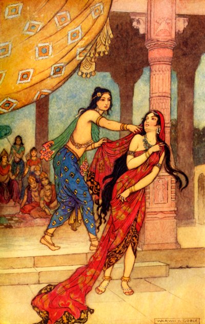 The Ordeal of Queen Draupadi, 1913 by Warwick Goble
