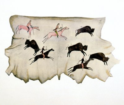 American Plains Indians on a Buffalo Hunt by Washakie