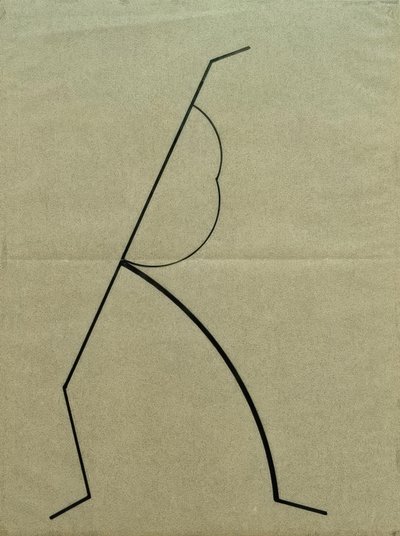Analytical Drawing After Photos of the Dancing Palucca, Upward Straight Line Supported on Simple Curved by Wassily Kandinsky