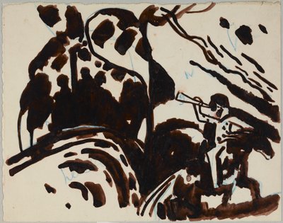 Landscape with Trumpet-Playing Rider by Wassily Kandinsky