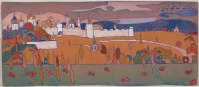 Walled City in Autumn Landscape by Wassily Kandinsky