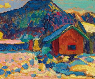 Winter Study with Mountain. 1908 by Wassily Kandinsky