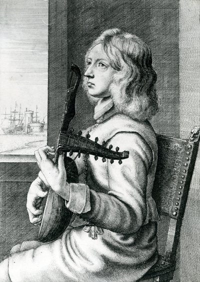 Baroque Lute Player by Wenceslaus Hollar